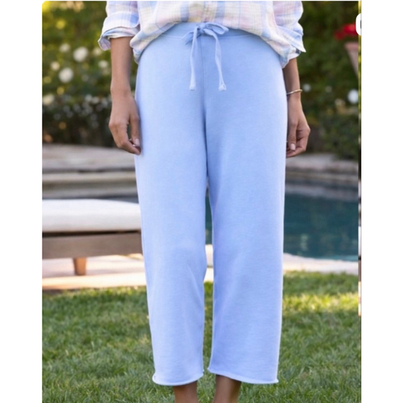 New Frank & Eileen Light Blue Catherine Wide Leg Cropped Sweatpants XS